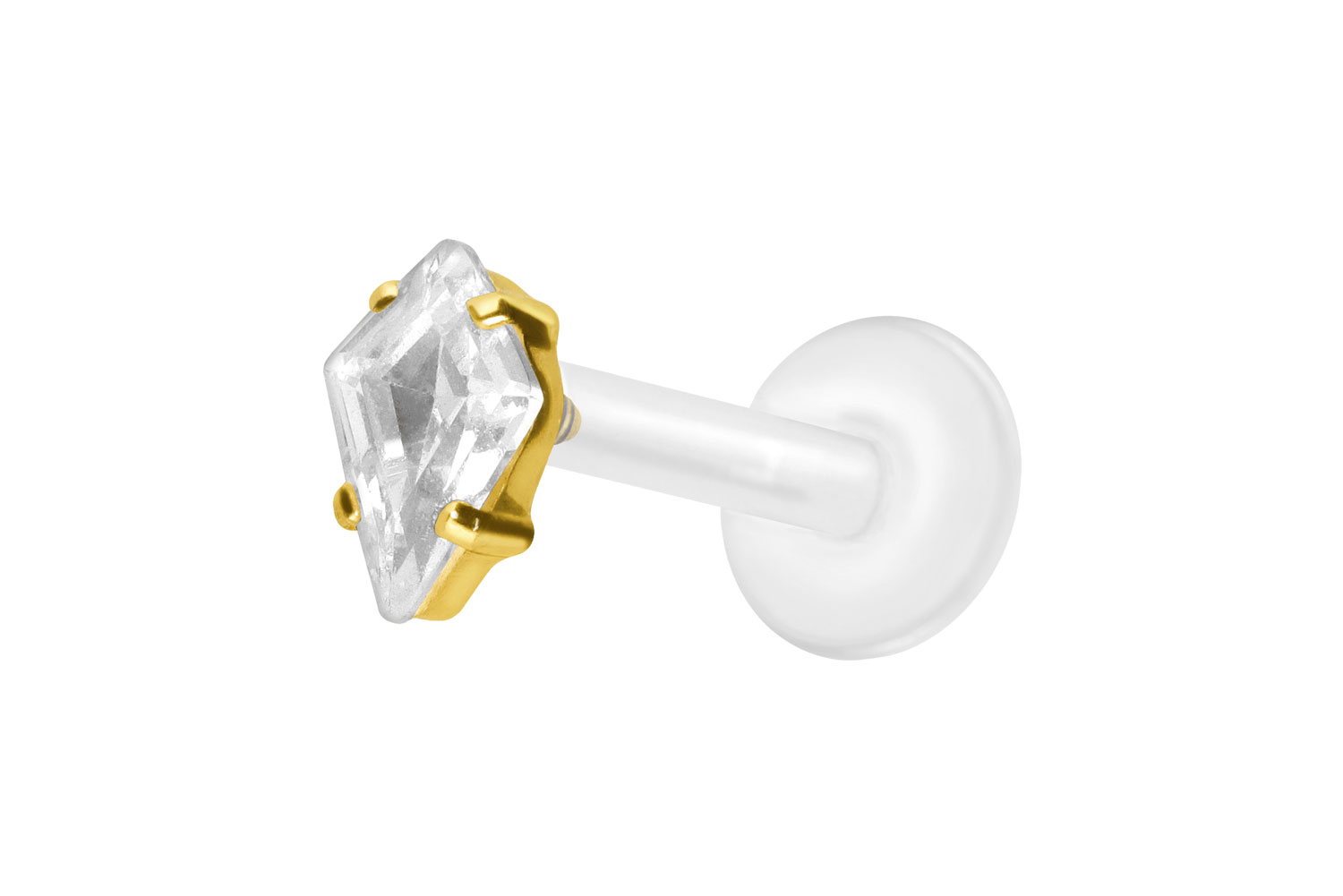 PTFE Labret Piercing mit Innengewinde + Titan-Aufsatz KRISTALLRAUTE